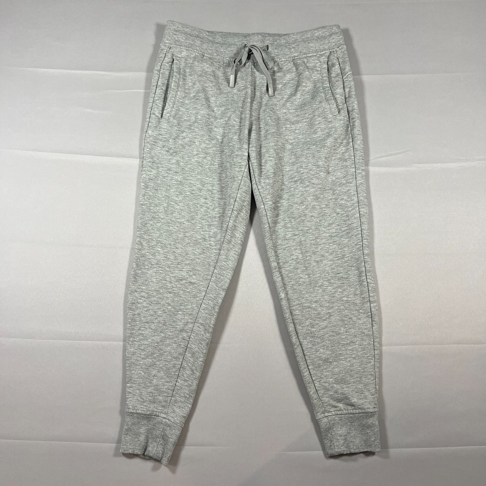 Athletic Sweatpants Womens M (8-10) Gray Fleece Lined Tapered Leg Drawstring